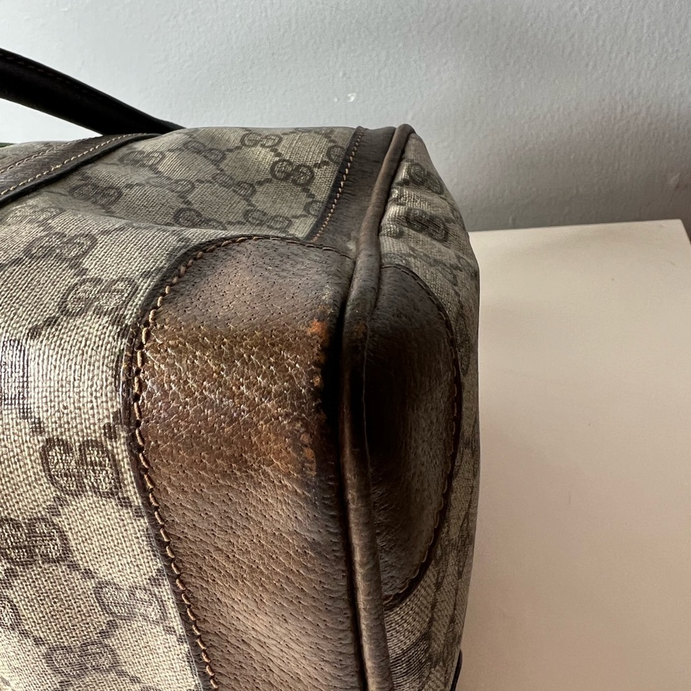 Vintage GUCCI Mini Boston Handbag Sherry Line Canvas Leather 32*21.5*17 - Picture 15 of 15